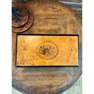 Antique Swiss Cylinder Music Box Burl Wood paint Case Mechanical Restoration